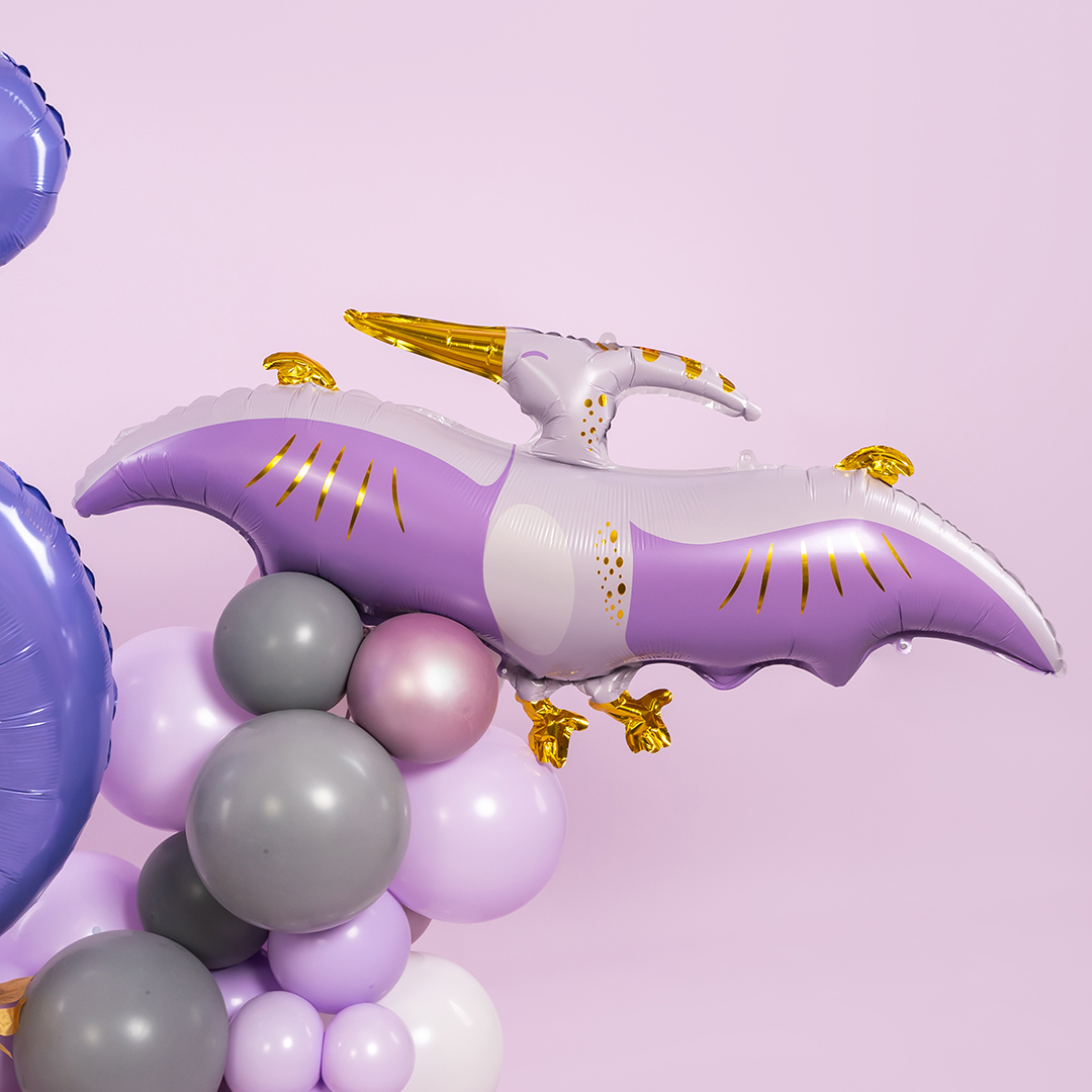 Шар (35''/89 см) Фигура, Динозавр Птеродактиль (надув воздухом), Сиреневый, 1 шт.