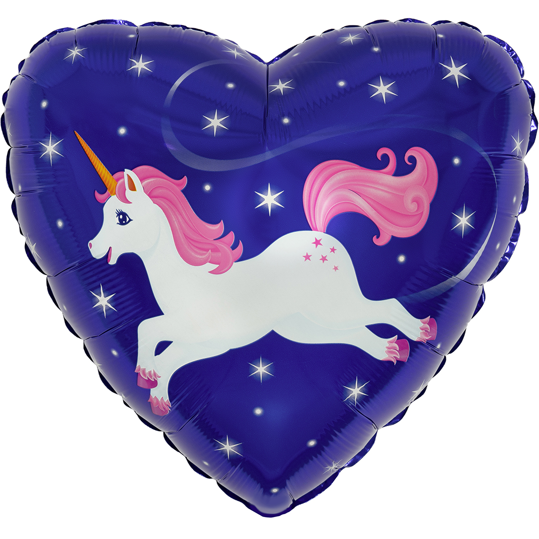 Шар (18''/46 см) Сердце, Звездный единорог, 1 шт.