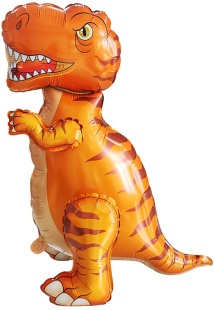 Шар (28''/71 см) Фигура 3D, Динозавр Тираннозавр, Оранжевый, 1 шт. в уп.