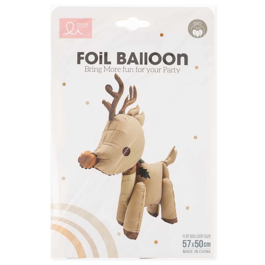 Шар 3D (26''/66 см) Фигура, Новогодний олененок, Сатин, 1 шт. в уп.