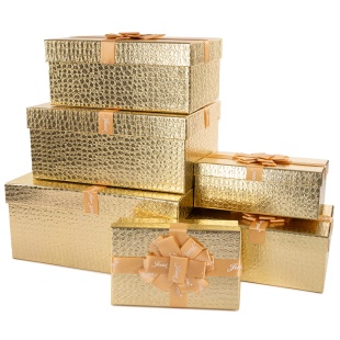 Набор коробок Кожа крокодила, Золото, Металлик, 32*25*14 см, 6 шт. в упак. 