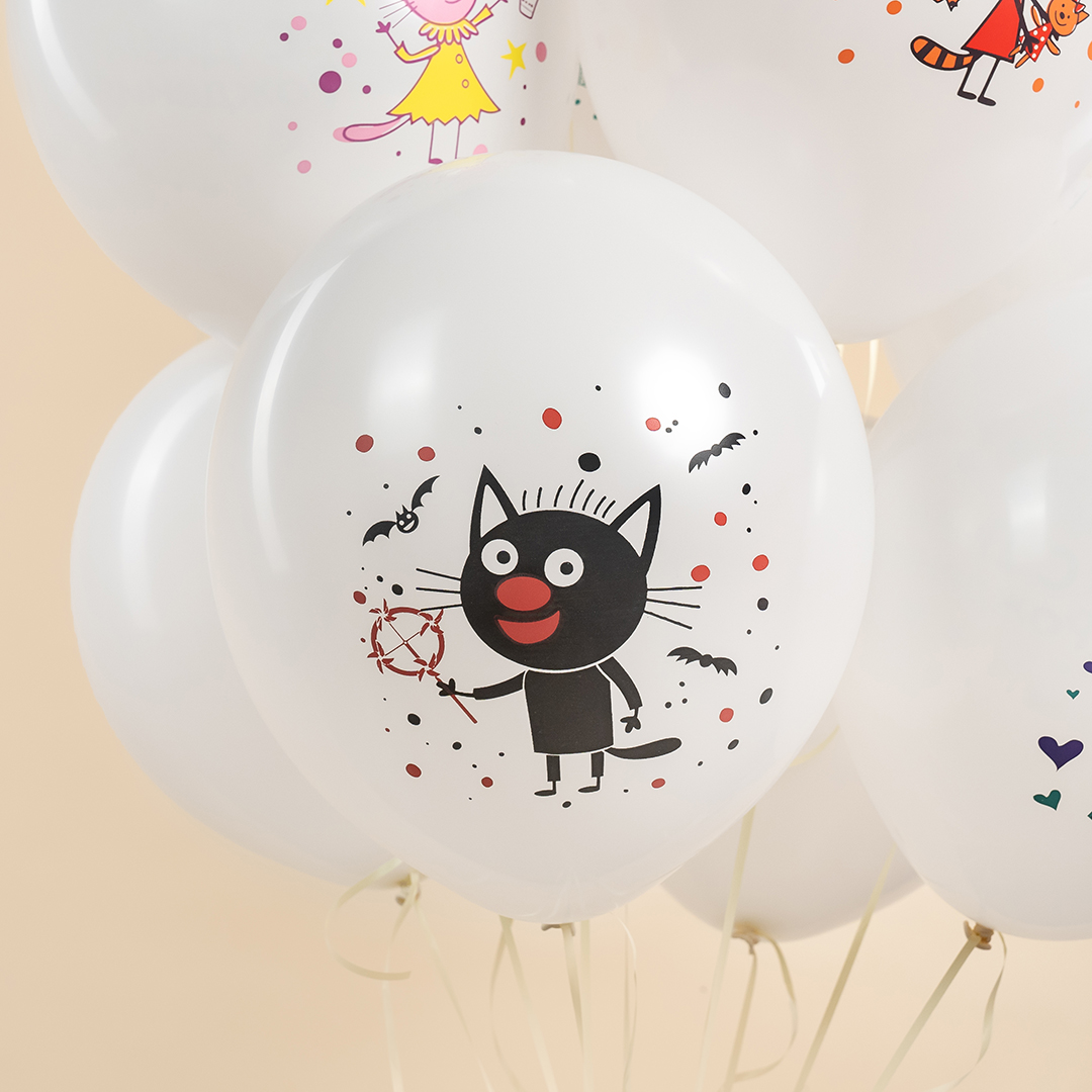 Шар (12''/30 см) Три Кота, Играем вместе, Белый, пастель, 1 ст, 25 шт.