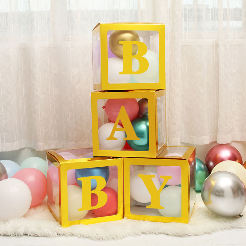 Набор коробок для шаров, Baby, Золото, Металлик, 30*30*30 см, 4 шт. в упак. 