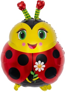Шар (26''/66 см) Фигура, Божья коровка с цветком, 1 шт.