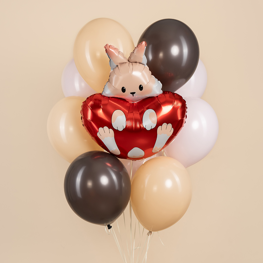 Шар (21''/53 см) Фигура, Зайка с сердечком, 1 шт. в уп.