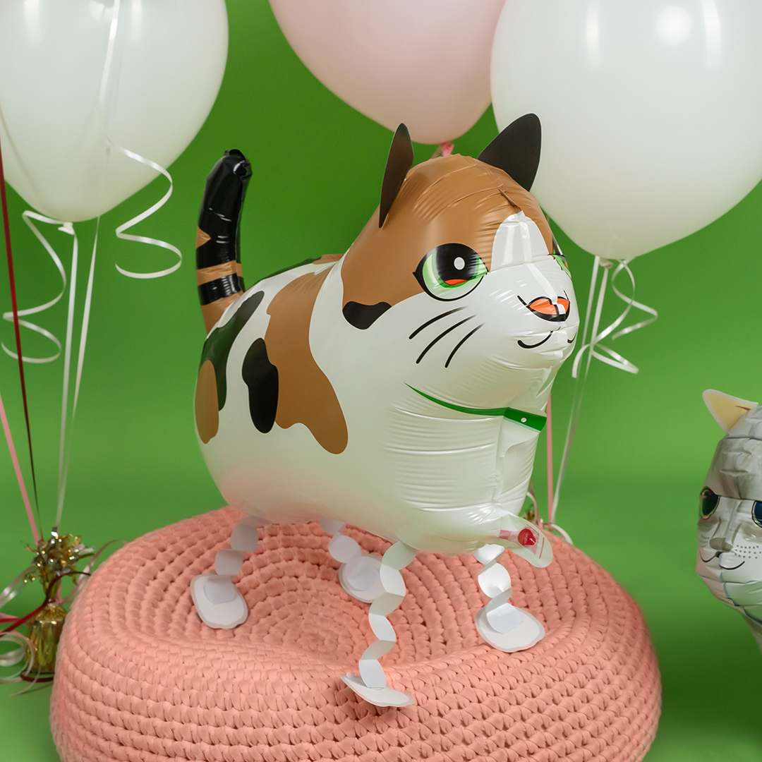 Шар 3D (24''/61 см) Ходячая Фигура, Пятнистый котенок, 1 шт.