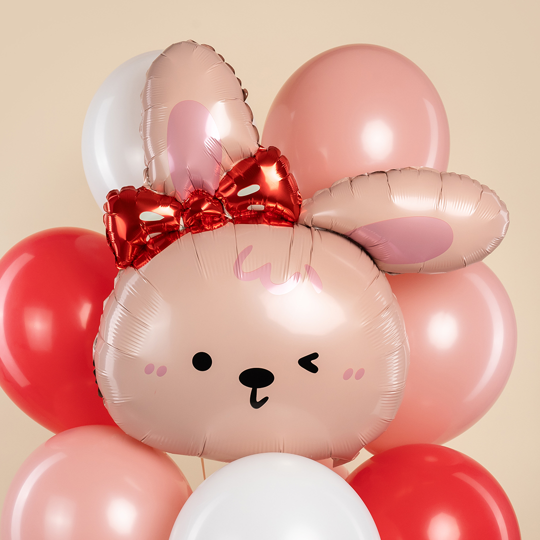 Шар (28''/71 см) Фигура, Зайка с бантиком, 1 шт.