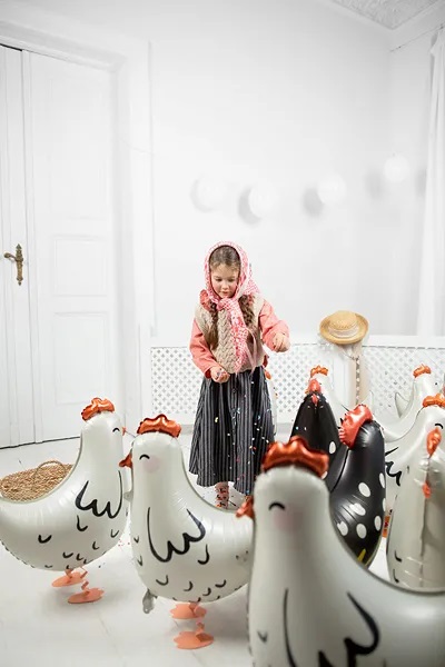 Шар 3D (23''/58 см) Ходячая Фигура, Курица, Белый, 1 шт.