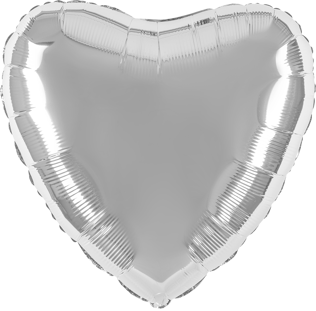 Шар (22''/56 см) Сердце, Серебро, 1 шт. в уп.