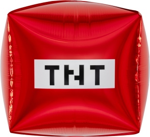 Шар 3D (22''/56 см) Куб, Пиксели, TNT, Красный, 1 шт. в уп. (цв.этик.)