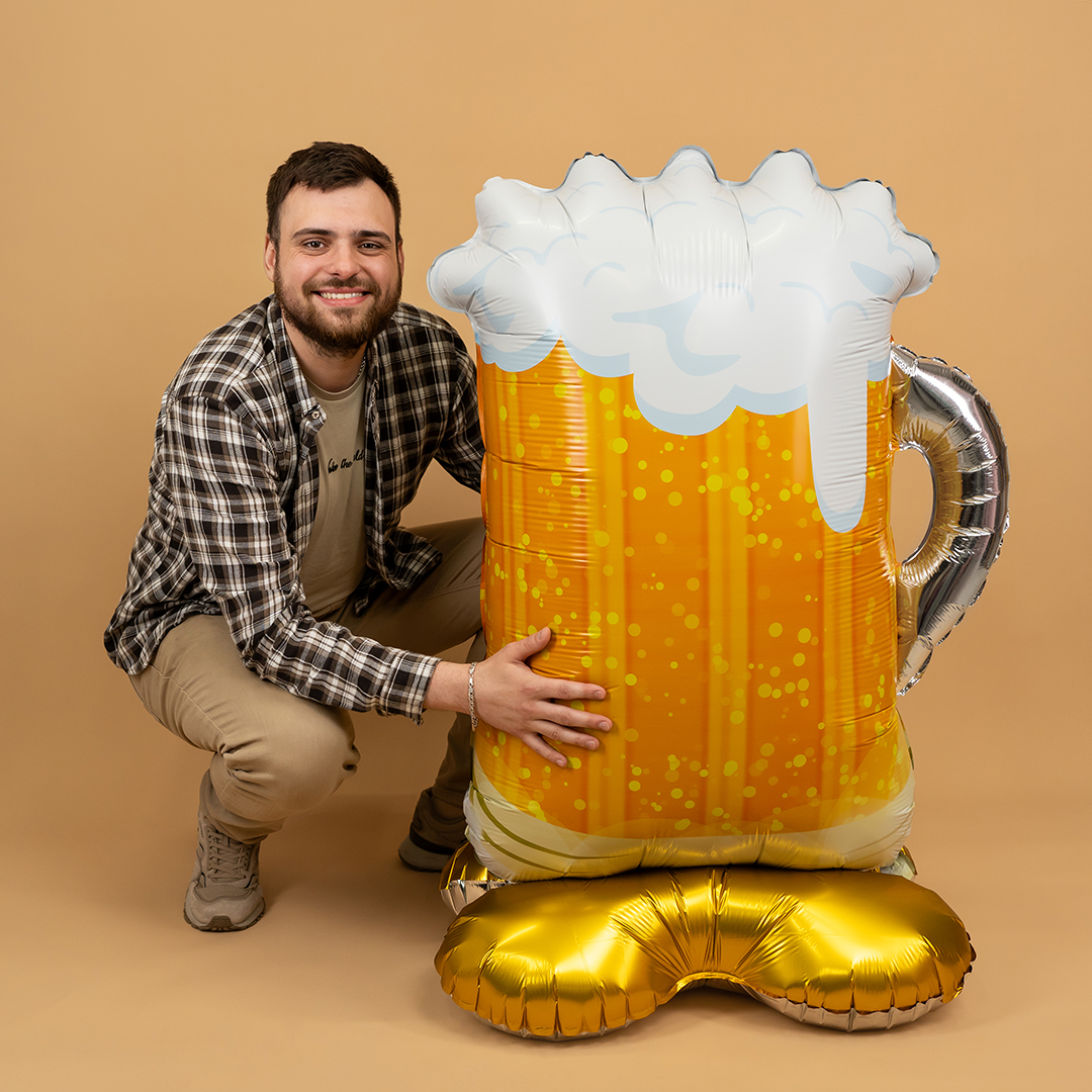 Шар 3D (60''/152 см) Фигура на подставке, Кружка пива, 1 шт. в уп.