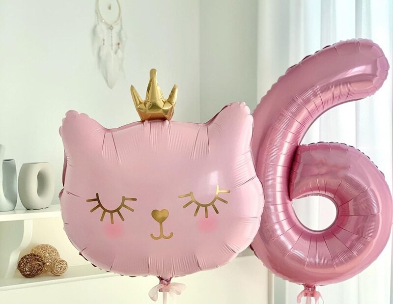 Шар (29''/74 см) Фигура, Котенок Принцесса, Розовый, 1 шт.
