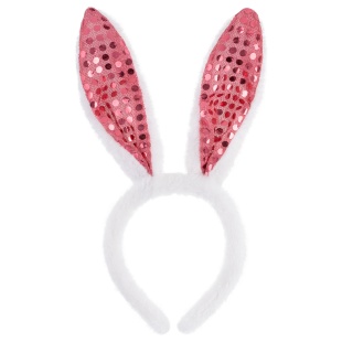Ободок Зайка, с пайетками, Белый/Розовый, 1 шт. 