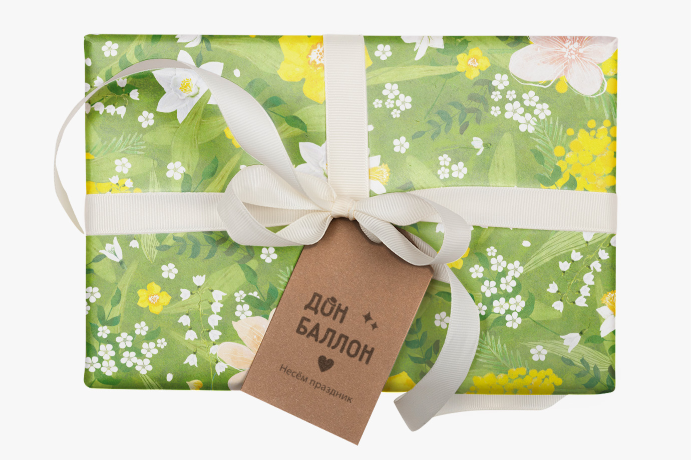 Упаковочная бумага 80гр (0,7*1 м) Весенние цветы, 10 шт.