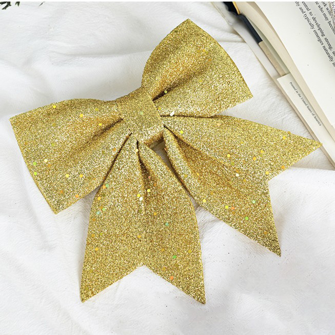 Декоративный бант Праздничный, Золото, с блестками, 15*20 см, 1 шт. в упак. 