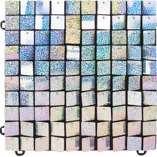 Декоративная панель Пайетки, Лазерные точки, 30*30 см. Серебро, Голография, 1 шт.