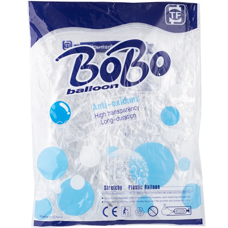 Шар (12''/30 см) Мини-сфера, Deco Bubble (синяя упаковка), Прозрачный, Кристалл, 10 шт. в уп.