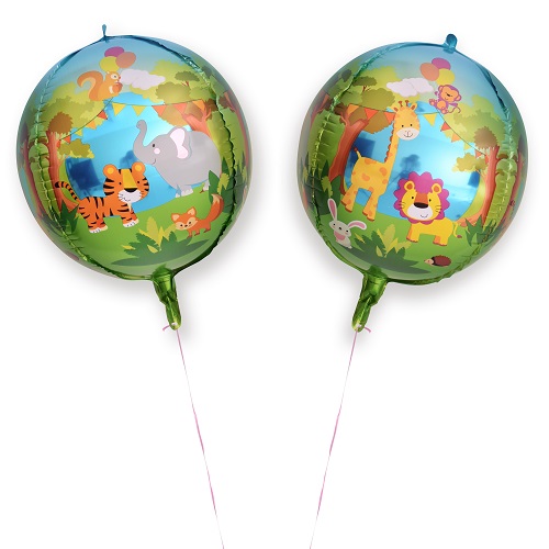 Шар 3D (24''/61 см) Сфера, Веселые животные (джунгли), 1 шт.