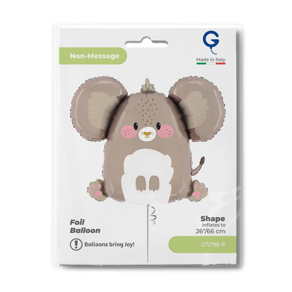 Шар (26''/66 см) Фигура, Маленькая Мышка, Серый, 1 шт. в уп.