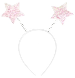 Ободок, Сверкающие звезды, с пайетками, Белый, Хамелеон, с блестками, 1 шт. 