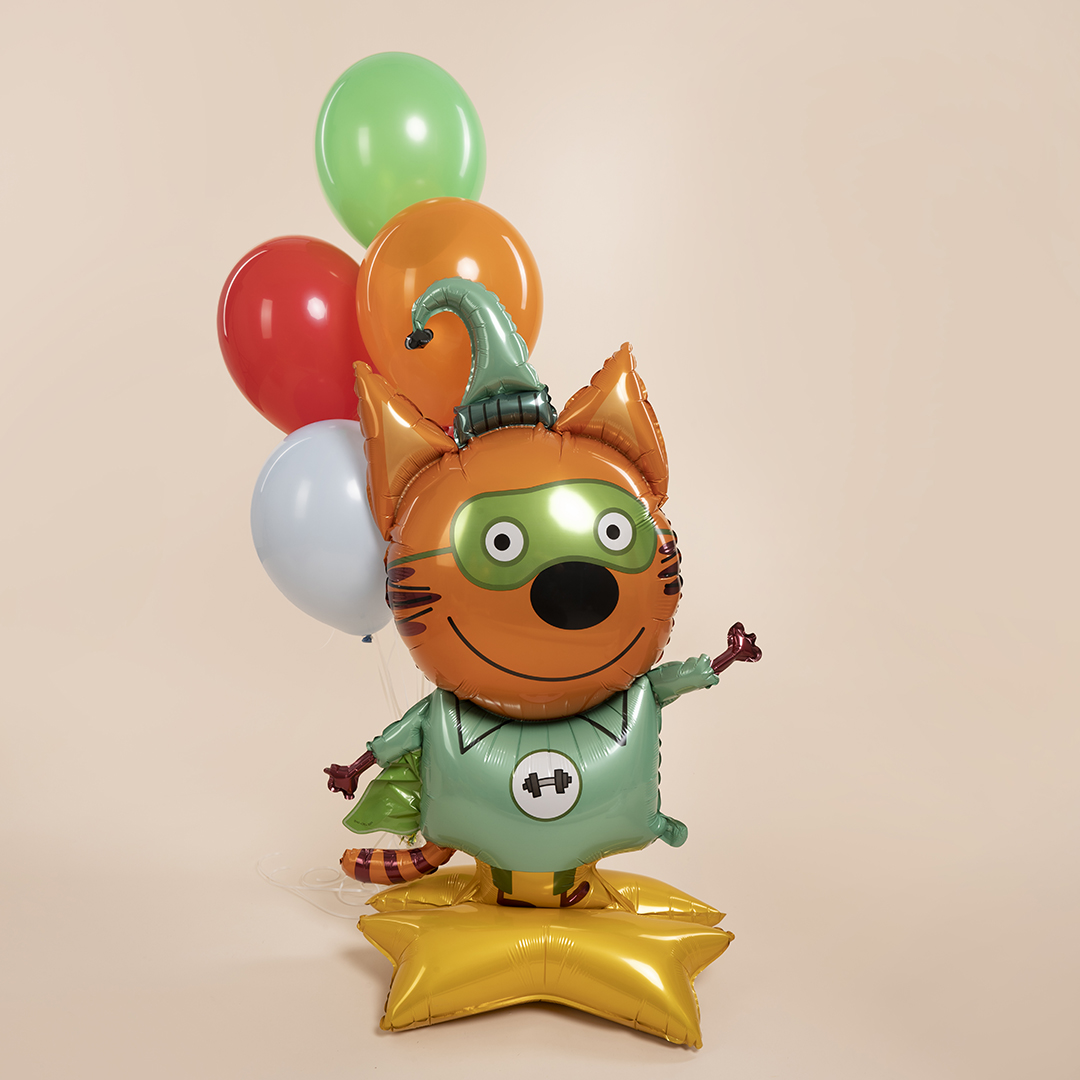 Шар 3D (54''/137 см) Фигура на подставке, Три Кота, Компот, 1 шт. в уп.