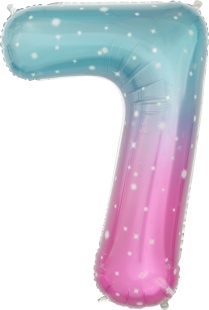 Шар (34''/86 см) Цифра, 7 Нежные искры, Розовый, Градиент, 1 шт. в уп.