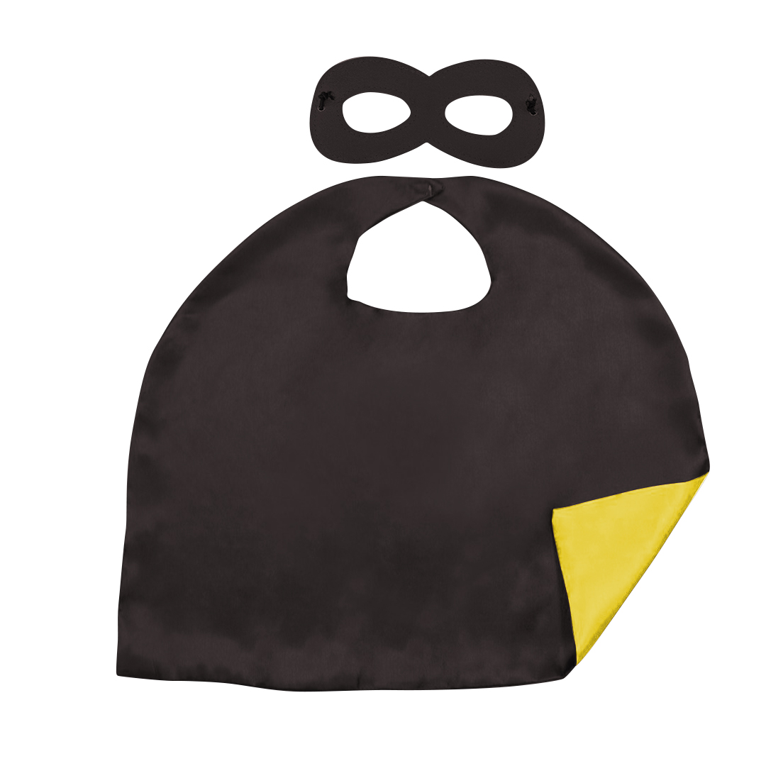 Карнавальный костюм (маска и накидка), Супергерой, Черный/Желтый, 1 шт. 