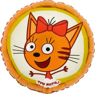 Шар (18''/46 см) Круг, Три Кота, Карамелька, Желтый, 1 шт. в уп.