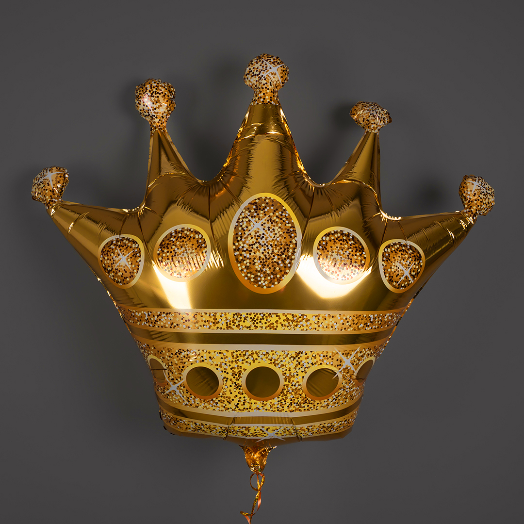 Шар (25''/64 см) Фигура, Корона, Золото, 1 шт.