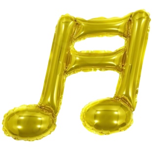 Шар с клапаном (16''/41 см) Мини-фигура, Нота двойная, Золото, 1 шт.