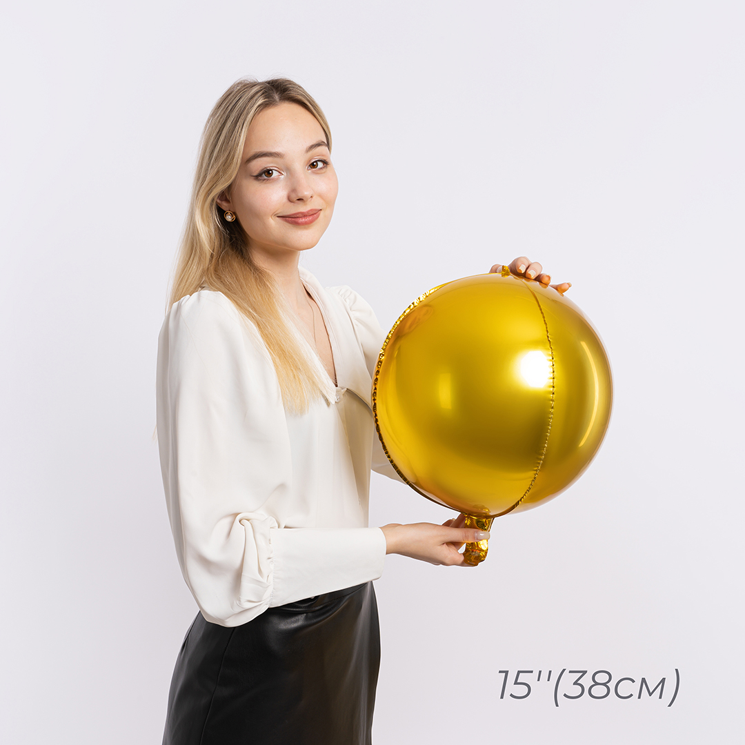Шар 3D (15''/38 см) Мини-сфера, Золото, 1 шт.