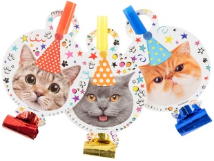 Карнавальные язычки гудки, Котики, 11 см, 6 шт. в упак. 