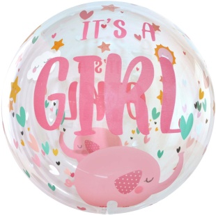 Шар с клапаном (18''/46 см) Сфера, Это Девочка, Прозрачный, Кристалл, 1 шт. в уп.