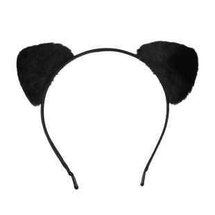 Ободок, Пушистые ушки - фурри, Черный, 1 шт. 