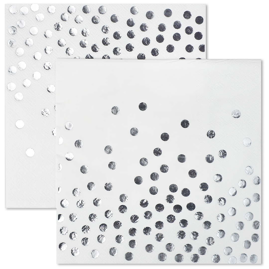 Сервировочные салфетки, Конфетти, Белый/Серебро, Металлик, 33*33 см, 12 шт.