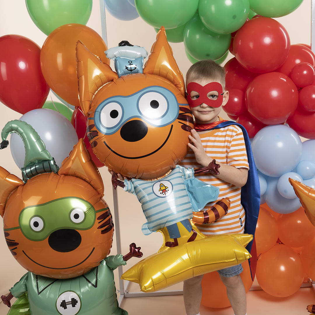 Шар 3D (48''/122 см) Фигура на подставке, Три Кота, Коржик, 1 шт. в уп.