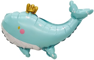 Шар с клапаном (14''/36 см) Мини-фигура, Кит в короне, 5 шт. в уп.