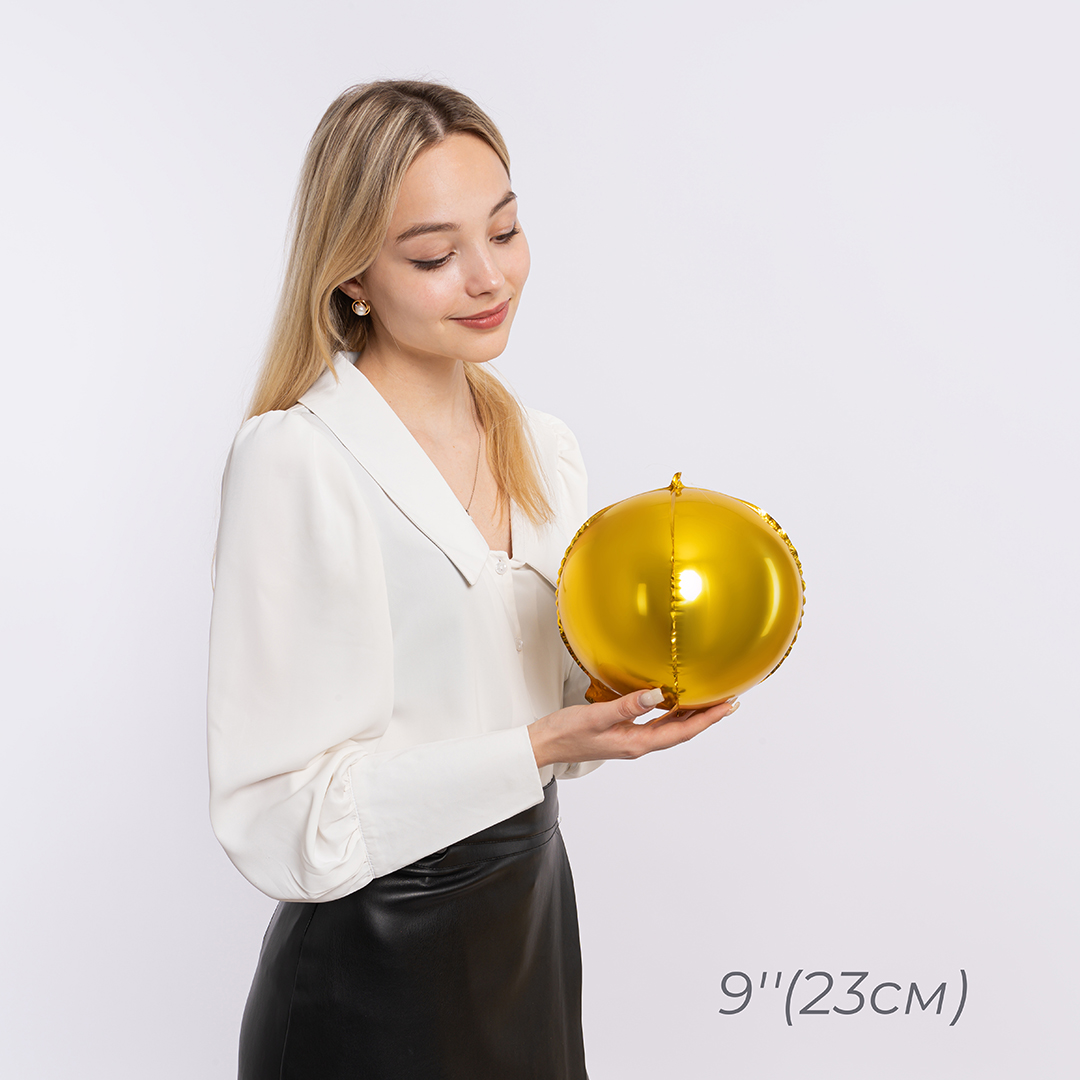 Шар 3D (9''/23 см) Мини-сфера, Золото, 1 шт.