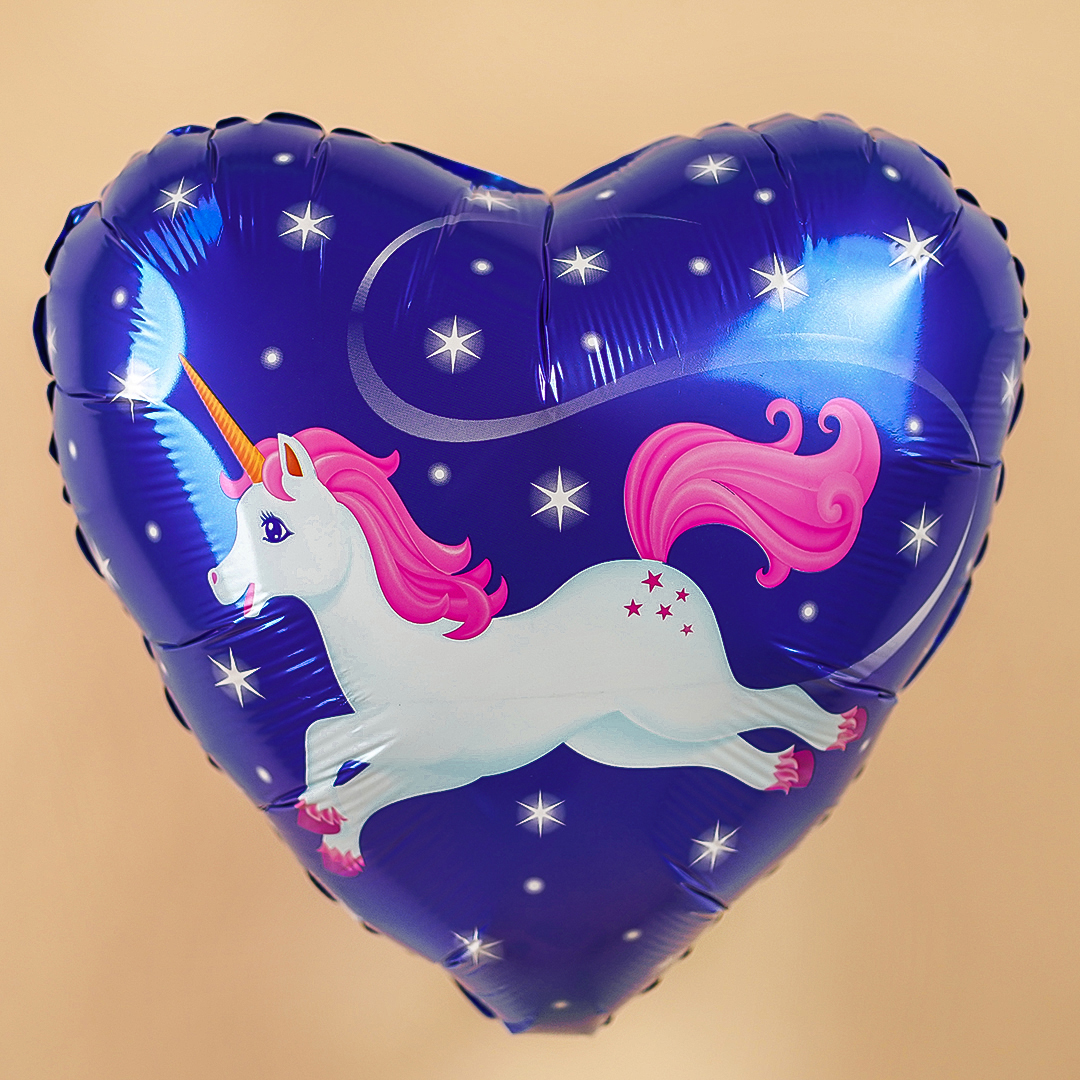 Шар (18''/46 см) Сердце, Звездный единорог, 1 шт.