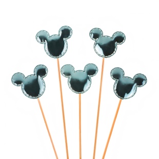 Пики Топперы, Мышки, Голубой, Металлик, 12 см, 5 шт.