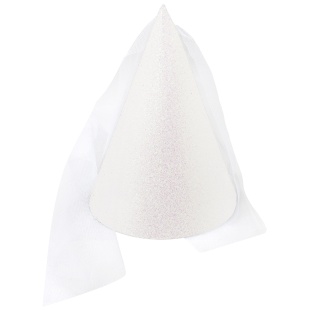 Колпаки с блестками и фатой, Жемчужно-белый, 16 см, 6 шт. в упак. 