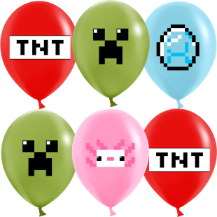 Шар (12''/30 см) Пиксели, TNT, Ассорти, пастель, 2 ст, 25 шт.