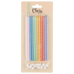 Свечи Спирали, Макарунс, Нежный микс, Перламутр, 0,6*14,5 + 1 см, 12 шт. с держат.