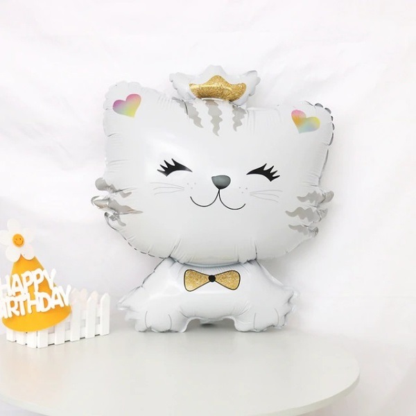 Шар (28''/71 см) Фигура, Котенок Принцесса, Белый, 1 шт.