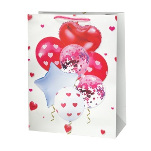 Пакет подарочный, 210гр, Шарики-валентинки, Дизайн №2, 32*26*10 см, 1 шт.