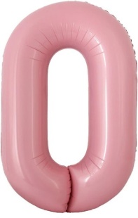 Шар с клапаном (16''/41 см) Мини-цифра, 0, Розовый, 1 шт.