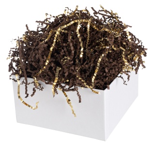 Наполнитель для коробок, Праздничный Дуэт, бумага, ПП, Шоколадный/Золото, Металлик, 50 г.