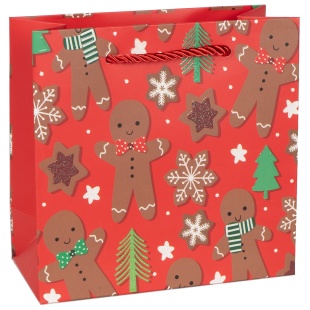 Пакет подарочный, 210гр, Новогодний микс, Дизайн №4, с блестками, 15*14*7 см, 1 шт.