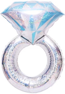 Шар (42''/107 см) Фигура, Кольцо с бриллиантом, Серебро, Голография, 1 шт.