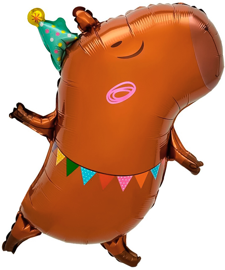 Шар (26''/66 см) Фигура, Капибара на вечеринке, 1 шт.